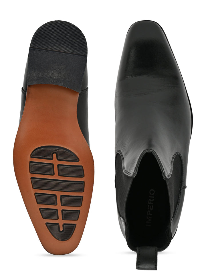 Imperio By Regal Black Men Leather Boots