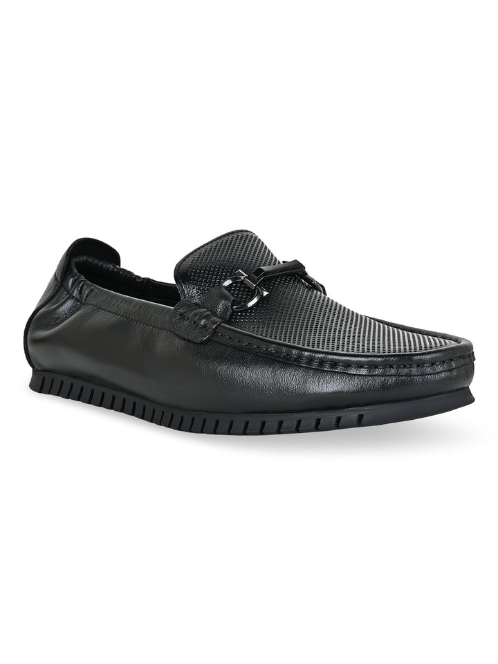 Imperio By Regal Black Men Leather Comfort Loafers