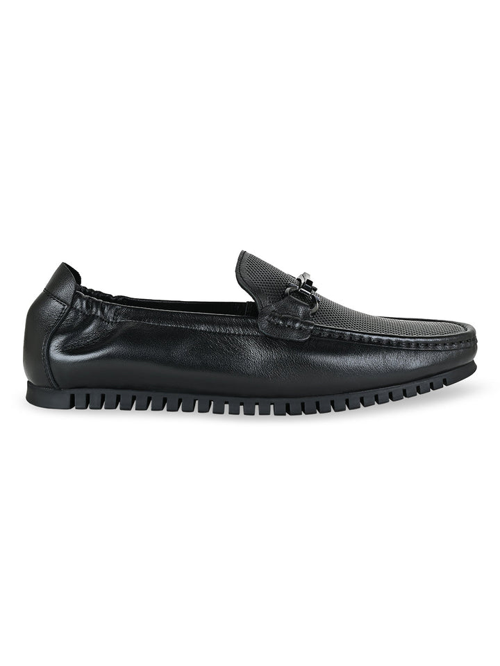 Imperio By Regal Black Men Leather Comfort Loafers