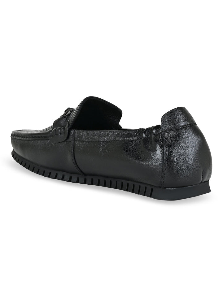 Imperio By Regal Black Men Leather Comfort Loafers