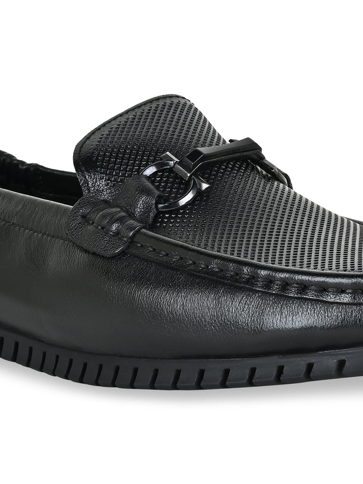 Imperio By Regal Black Men Leather Comfort Loafers