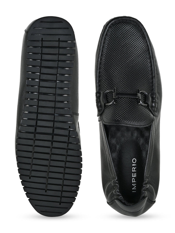 Imperio By Regal Black Men Leather Comfort Loafers