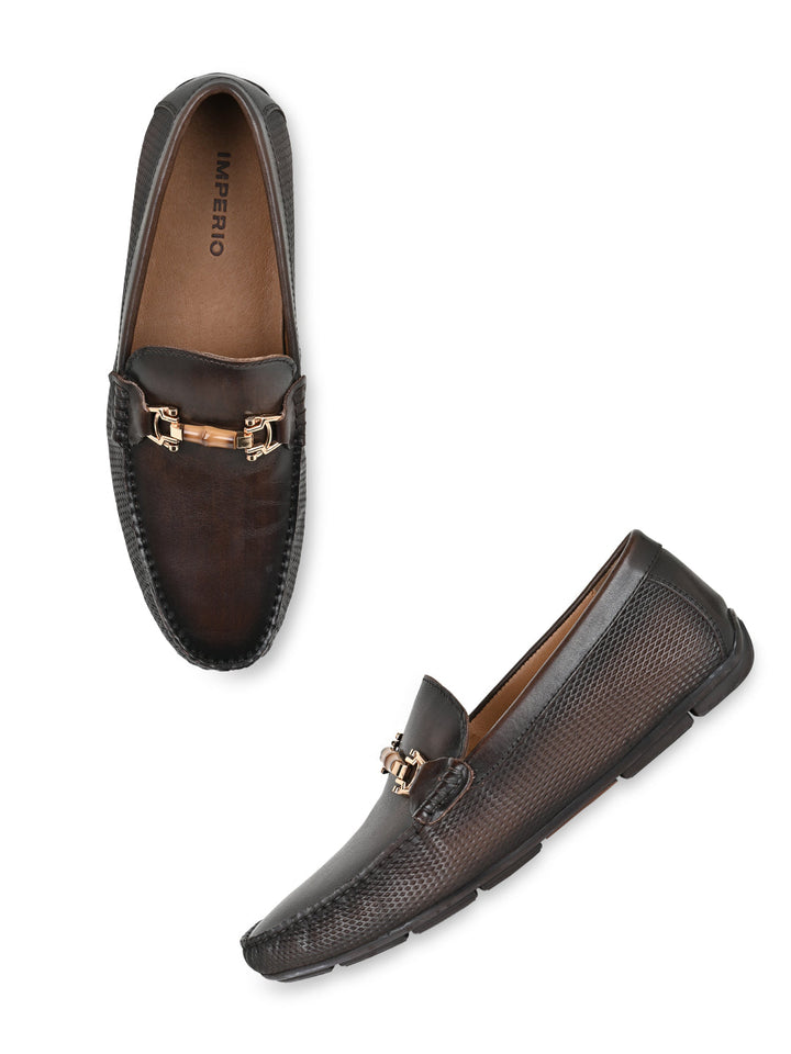 Imperio By Regal Coffee Men Casual Leather Loafers