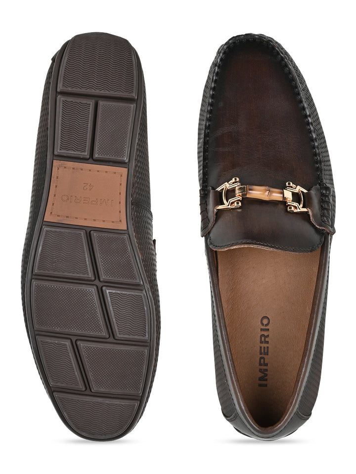 Imperio By Regal Coffee Men Casual Leather Loafers