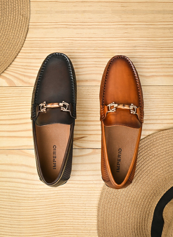 Imperio By Regal Coffee Men Casual Leather Loafers