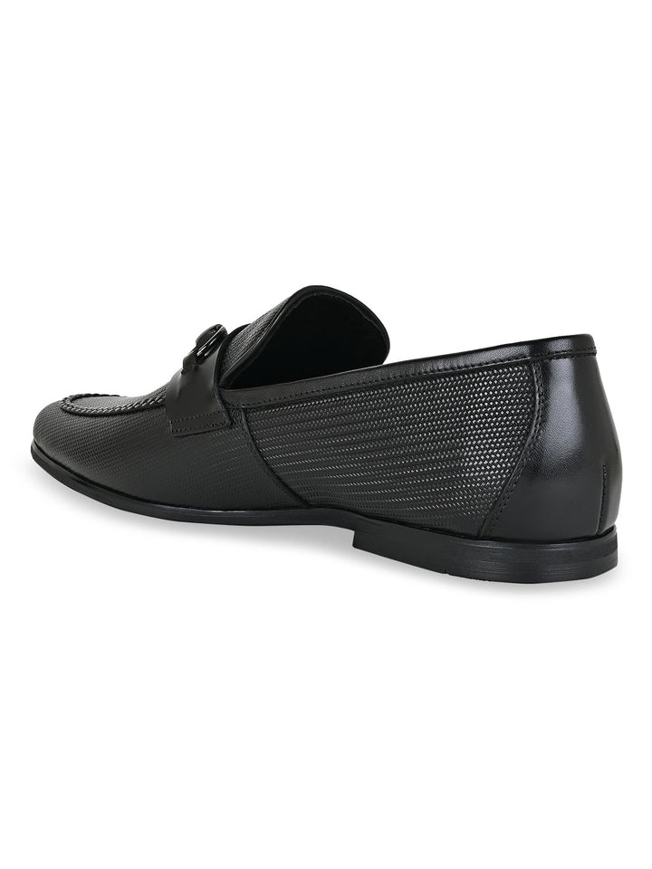 Imperio By Regal Black Men Textured Leather Formal Slip Ons