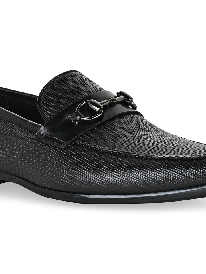 Imperio By Regal Black Men Textured Leather Formal Slip Ons
