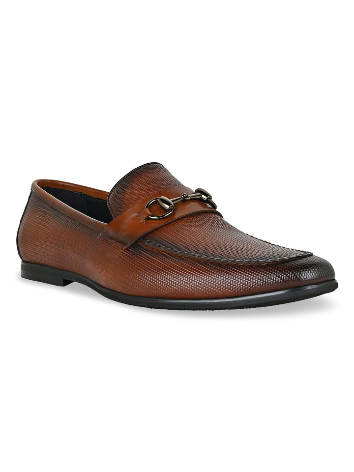 Imperio By Regal Tan Men Textured Leather Formal Slip Ons