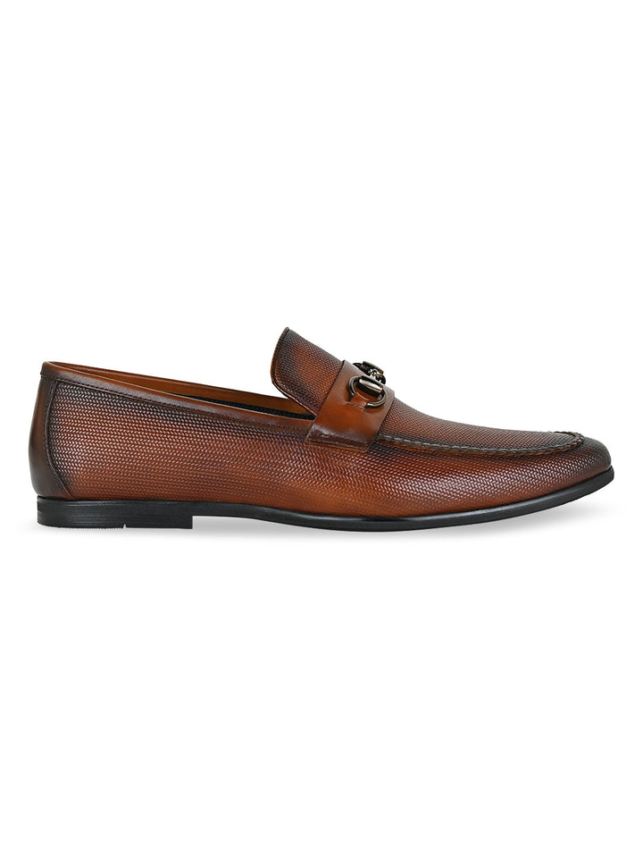 Imperio By Regal Tan Men Textured Leather Formal Slip Ons