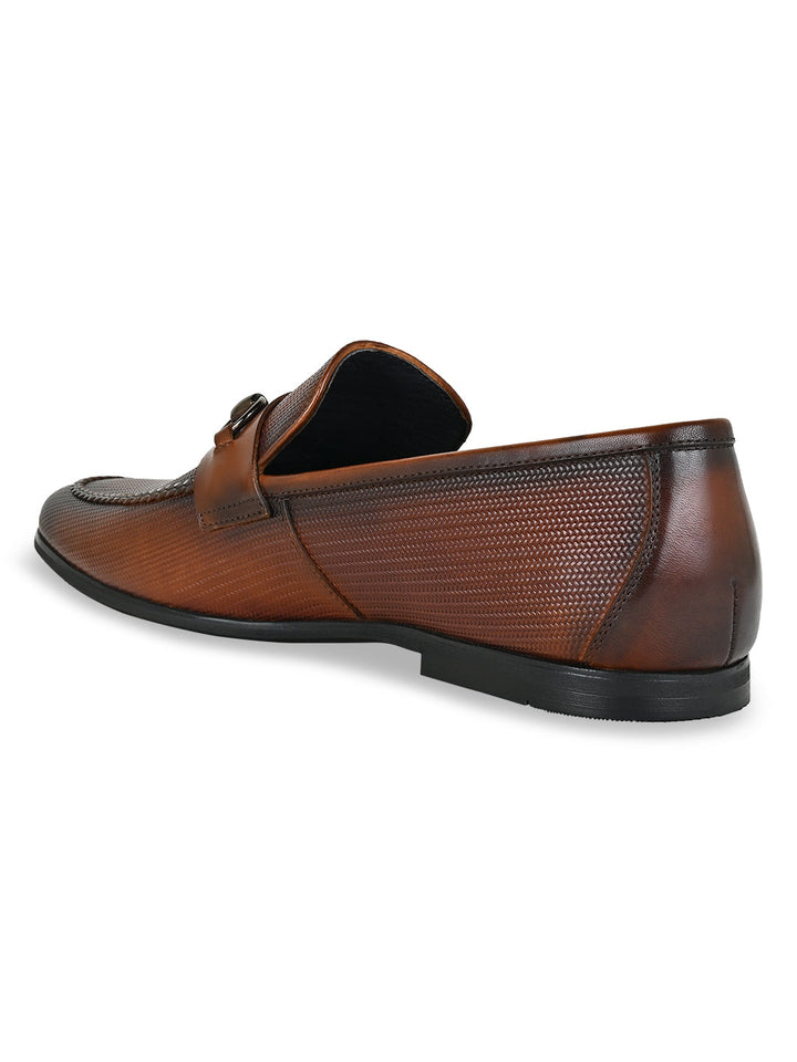 Imperio By Regal Tan Men Textured Leather Formal Slip Ons