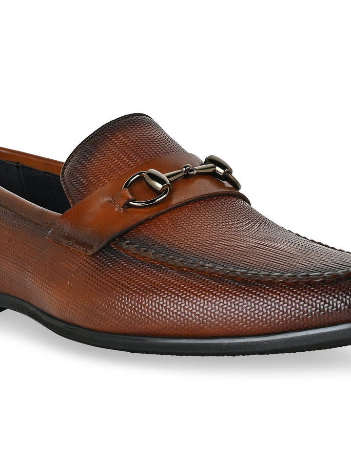 Imperio By Regal Tan Men Textured Leather Formal Slip Ons