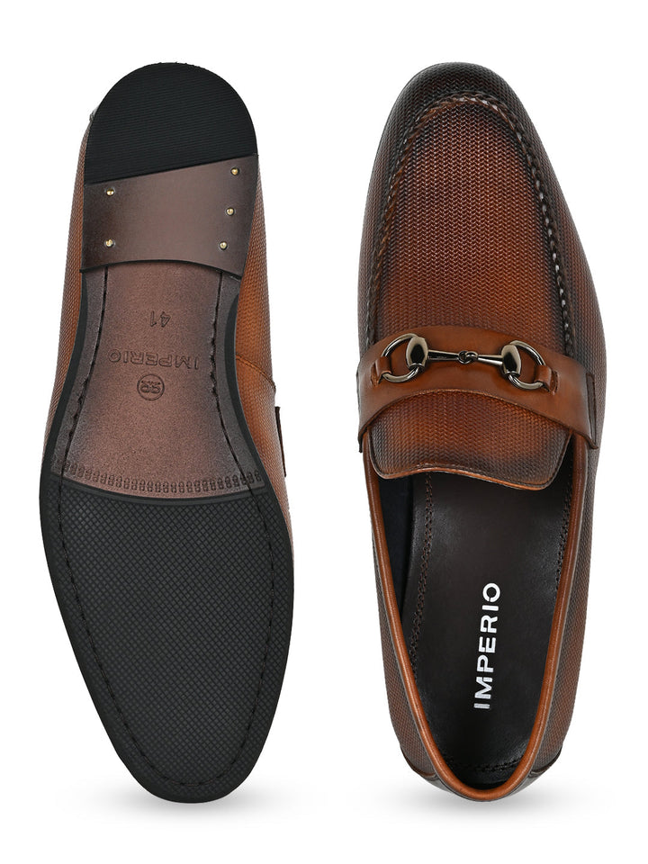 Imperio By Regal Tan Men Textured Leather Formal Slip Ons