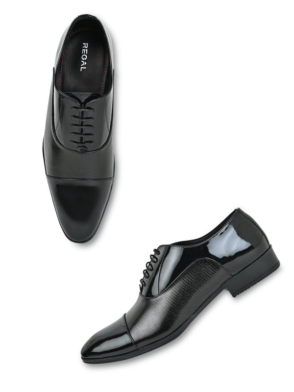 Regal Black Men Patent Leather Lace Ups