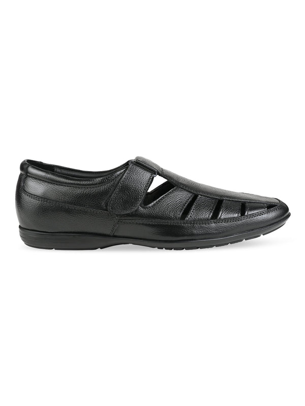 Regal Black Men Leather Sandals